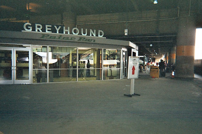 Looking towards the Greyhound facility from where you enter from the escalator from the main station building.